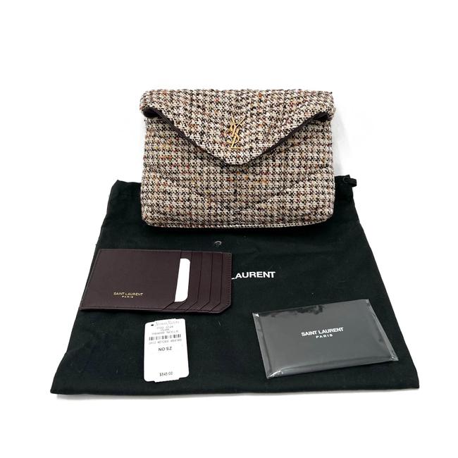 Saint Laurent Monogram Loulou Sintra Small Beige Tweed Clutch
