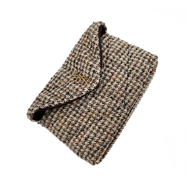 Saint Laurent Monogram Loulou Sintra Small Beige Tweed Clutch