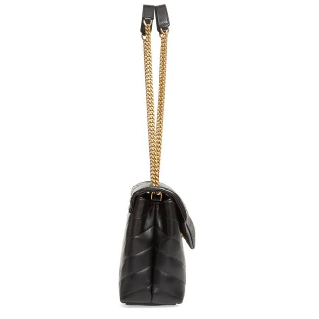 Saint Laurent Monogram Loulou Small Gold Ghw Black Leather Shoulder Bag