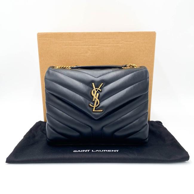 Saint Laurent Monogram Loulou Small Gold Ghw Black Leather Shoulder Bag