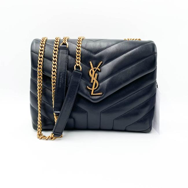 Saint Laurent Monogram Loulou Small Gold Ghw Black Leather Shoulder Bag