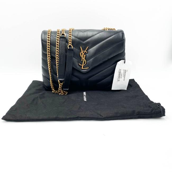 Saint Laurent Monogram Loulou Small Gold Ghw Black Leather Shoulder Bag