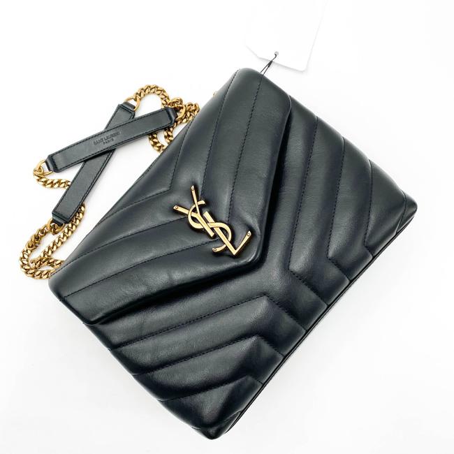 Saint Laurent Monogram Loulou Small Gold Ghw Black Leather Shoulder Bag
