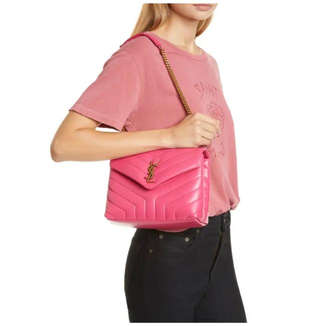 Saint Laurent Monogram Loulou Small Pink Leather Shoulder Bag