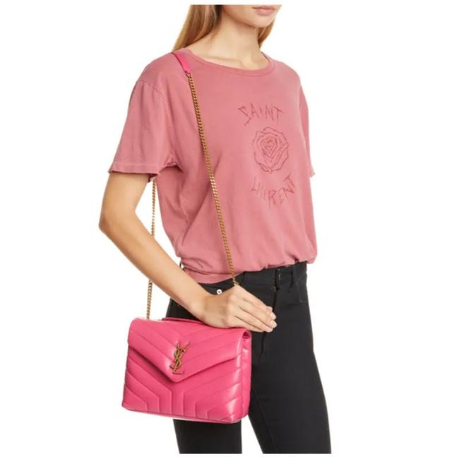 Saint Laurent Monogram Loulou Small Pink Leather Shoulder Bag
