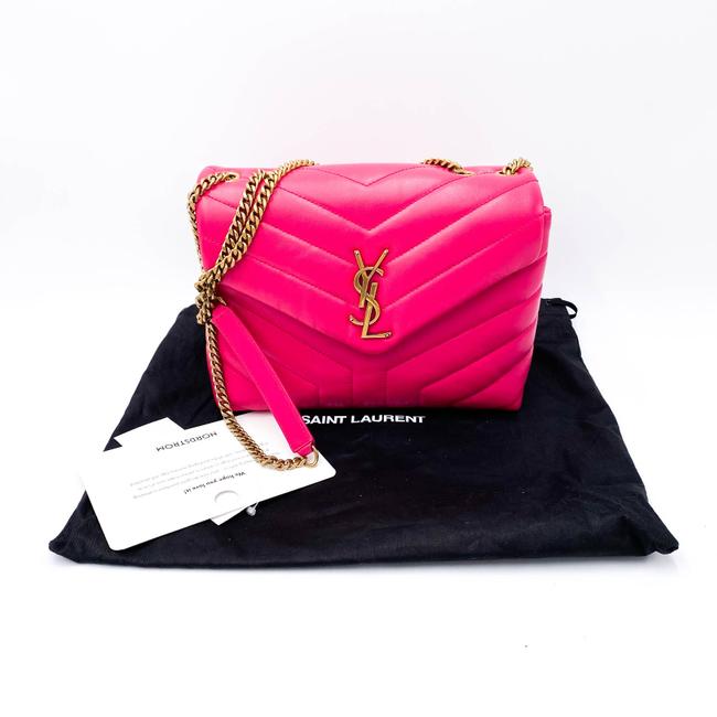Saint Laurent Monogram Loulou Small Pink Leather Shoulder Bag