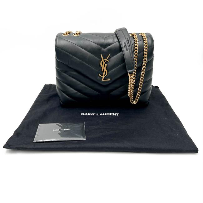 Saint Laurent Monogram Loulou Small Quilted Gold Monogram Black Leather Cross Body Bag