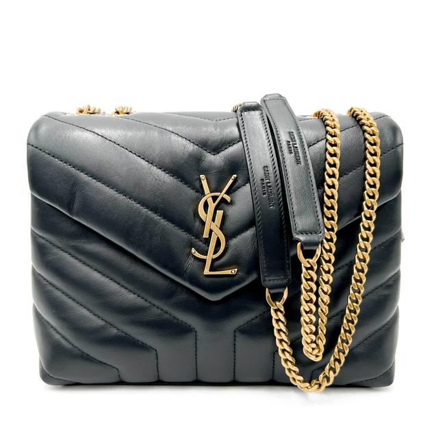 Saint Laurent Monogram Loulou Small Quilted Gold Monogram Black Leather Cross Body Bag
