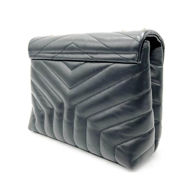 Saint Laurent Monogram Loulou Small Quilted Gold Monogram Black Leather Cross Body Bag