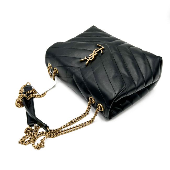 Saint Laurent Monogram Loulou Small Quilted Gold Monogram Black Leather Cross Body Bag