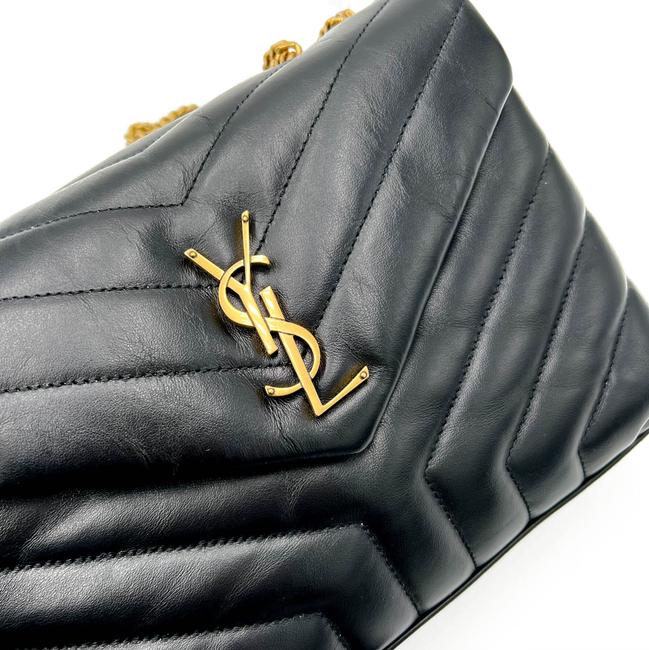 Saint Laurent Monogram Loulou Small Quilted Gold Monogram Black Leather Cross Body Bag