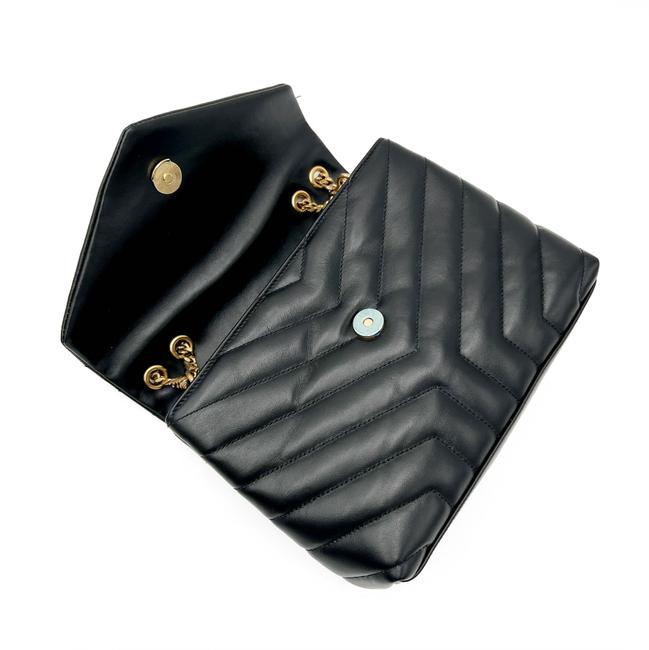 Saint Laurent Monogram Loulou Small Quilted Gold Monogram Black Leather Cross Body Bag
