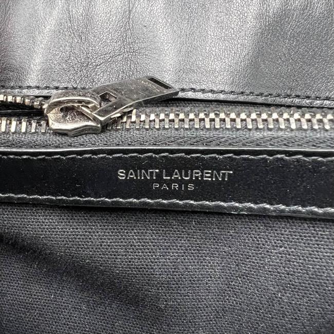Saint Laurent Monogram Loulou Small Raffia Monogram Chain Tassel Black Leather Shoulder Bag