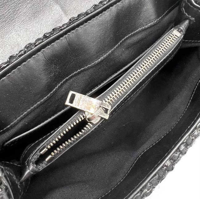 Saint Laurent Monogram Loulou Small Raffia Monogram Chain Tassel Black Leather Shoulder Bag