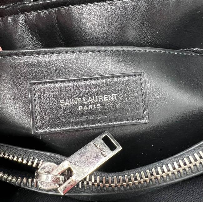 Saint Laurent Monogram Loulou Small Raffia Monogram Chain Tassel Black Leather Shoulder Bag