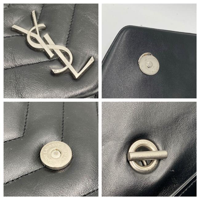 Saint Laurent Monogram Loulou Small Top Handle Satchel Black Leather Shoulder Bag