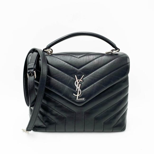 Saint Laurent Monogram Loulou Small Top Handle Satchel Black Leather Shoulder Bag
