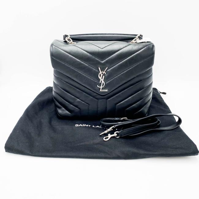 Saint Laurent Monogram Loulou Small Top Handle Satchel Black Leather Shoulder Bag