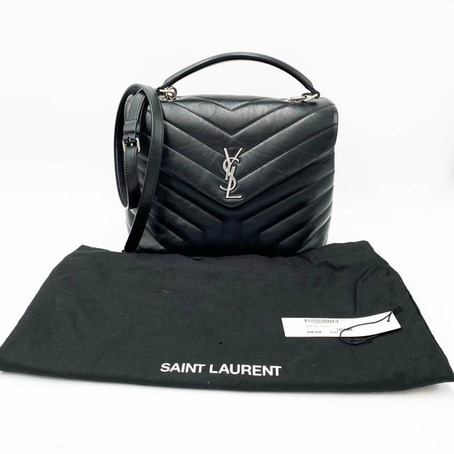 Saint Laurent Monogram Loulou Small Top Handle Satchel Black Leather Shoulder Bag