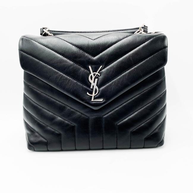 Saint Laurent Monogram Loulou Small Top Handle Satchel Black Leather Shoulder Bag