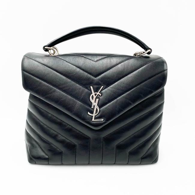 Saint Laurent Monogram Loulou Small Top Handle Satchel Black Leather Shoulder Bag