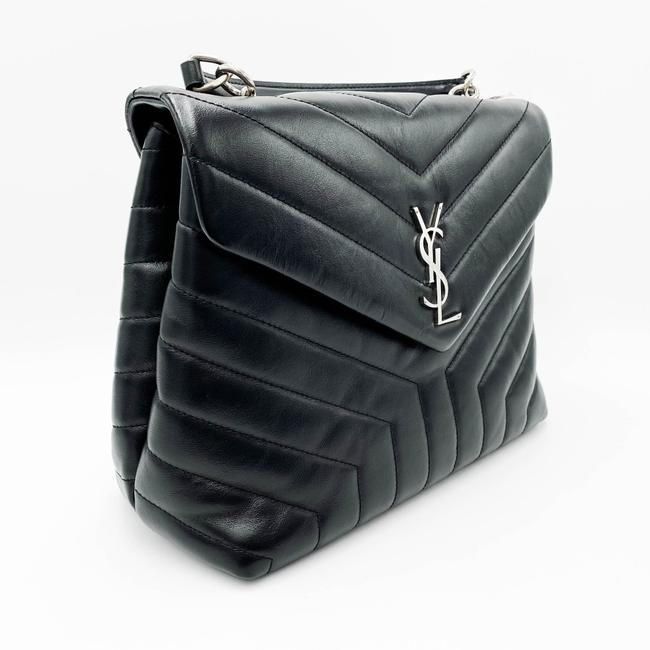 Saint Laurent Monogram Loulou Small Top Handle Satchel Black Leather Shoulder Bag