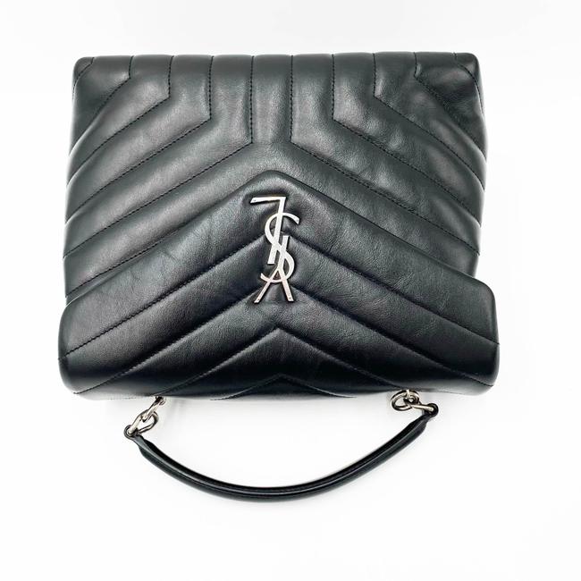 Saint Laurent Monogram Loulou Small Top Handle Satchel Black Leather Shoulder Bag