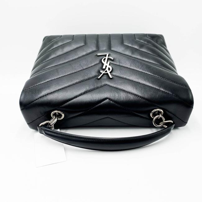 Saint Laurent Monogram Loulou Small Top Handle Satchel Black Leather Shoulder Bag