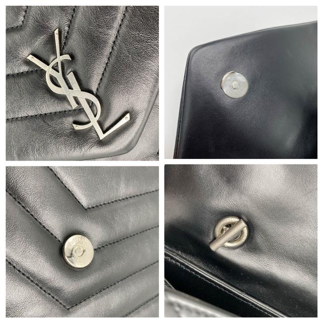 Saint Laurent Monogram Loulou Small Top Handle Satchel Black Leather Shoulder Bag
