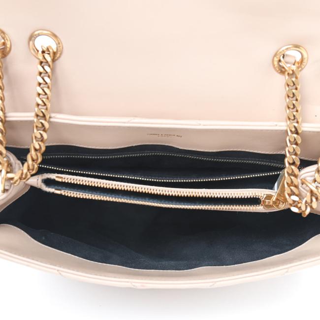Saint Laurent Monogram Loulou Y Quilted Medium Chain Nude Powder Beige Calfskin Leather Satchel