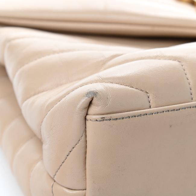 Saint Laurent Monogram Loulou Y Quilted Medium Chain Nude Powder Beige Calfskin Leather Satchel