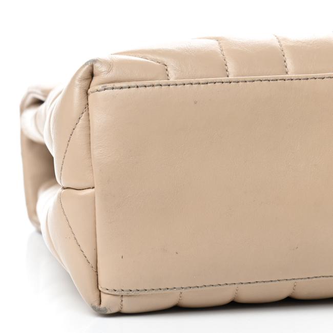 Saint Laurent Monogram Loulou Y Quilted Medium Chain Nude Powder Beige Calfskin Leather Satchel