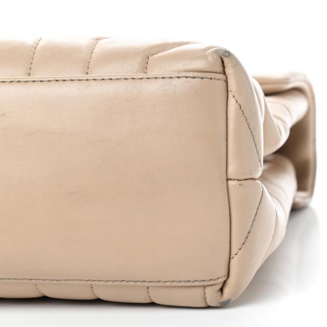 Saint Laurent Monogram Loulou Y Quilted Medium Chain Nude Powder Beige Calfskin Leather Satchel
