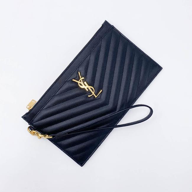 Saint Laurent Monogram Matelasse Pouch Black Leather Clutch