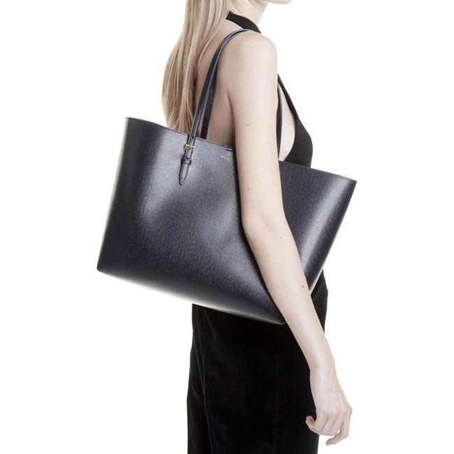 Saint Laurent Monogram Shopping Medium East/West Black Leather Tote