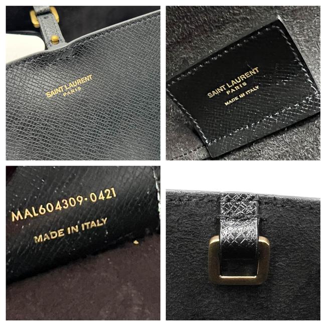 Saint Laurent Monogram Shopping Medium East/West Black Leather Tote