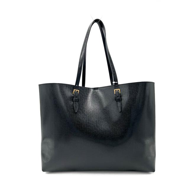 Saint Laurent Monogram Shopping Medium East/West Black Leather Tote