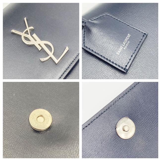 Saint Laurent Monogram Sunset Calfskin Large Blue Leather Shoulder Bag