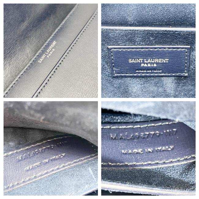 Saint Laurent Monogram Sunset Calfskin Large Blue Leather Shoulder Bag