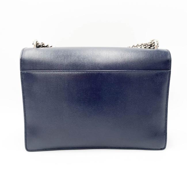 Saint Laurent Monogram Sunset Calfskin Large Blue Leather Shoulder Bag