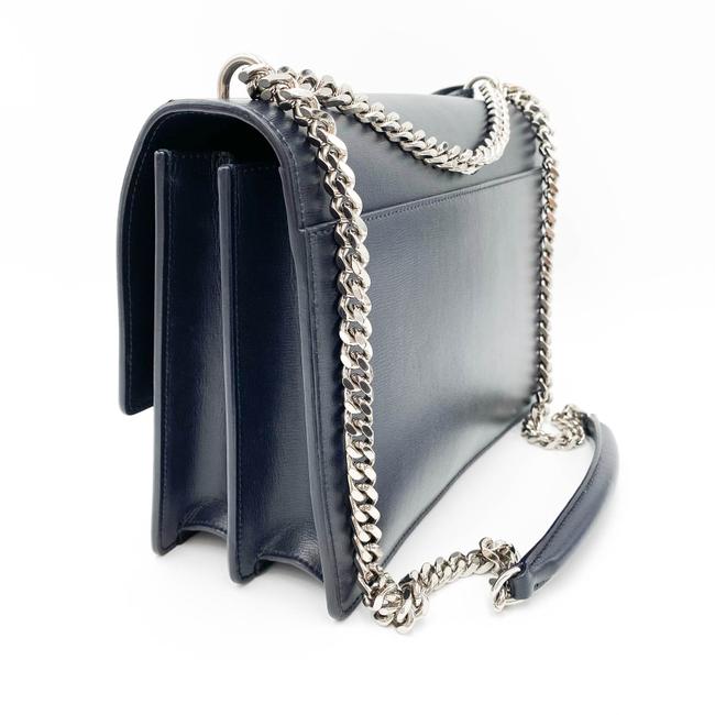 Saint Laurent Monogram Sunset Calfskin Large Blue Leather Shoulder Bag