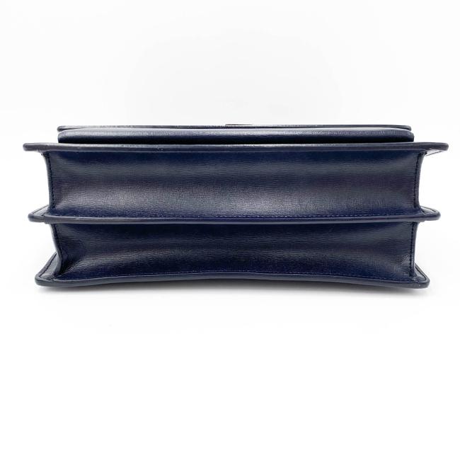 Saint Laurent Monogram Sunset Calfskin Large Blue Leather Shoulder Bag