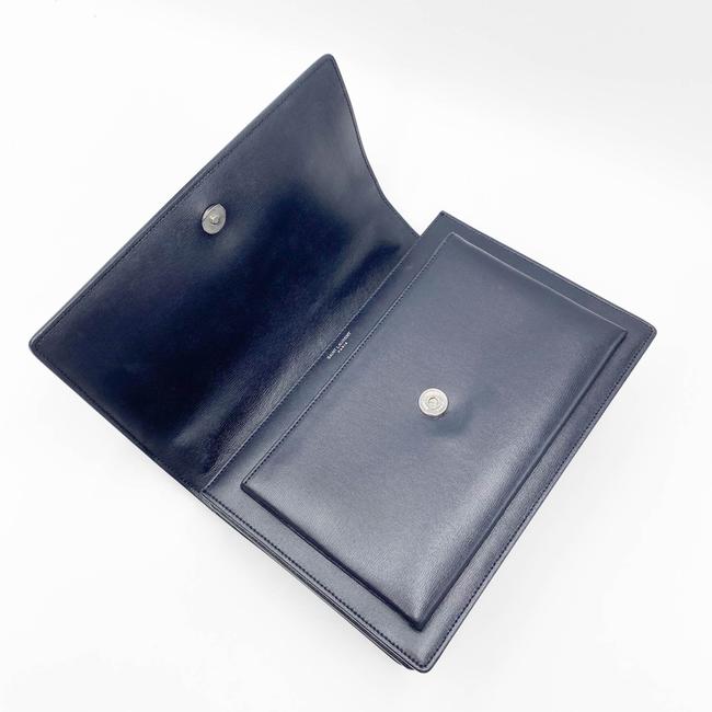 Saint Laurent Monogram Sunset Calfskin Large Blue Leather Shoulder Bag