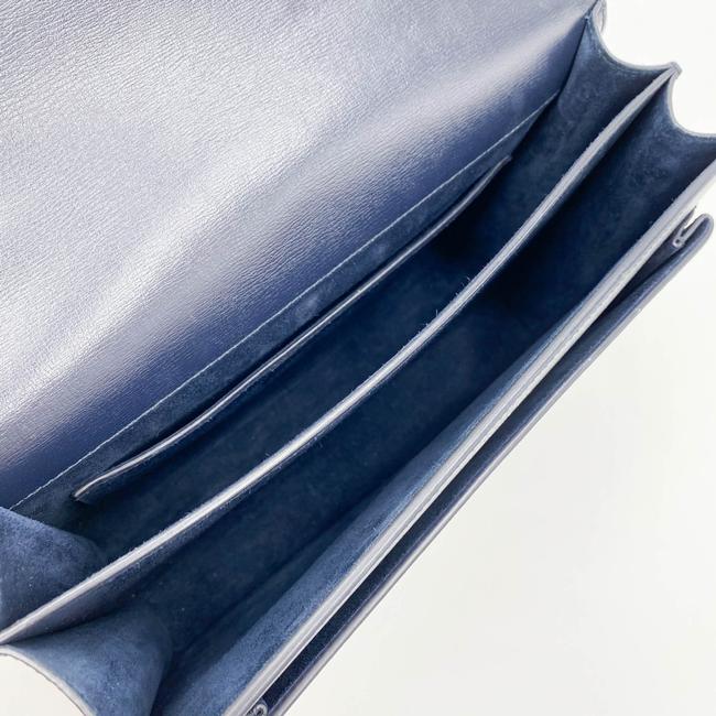 Saint Laurent Monogram Sunset Calfskin Large Blue Leather Shoulder Bag