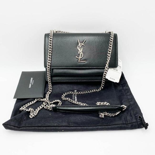 Saint Laurent Monogram Sunset Chain Wallet Black Calfskin Leather Shoulder Bag