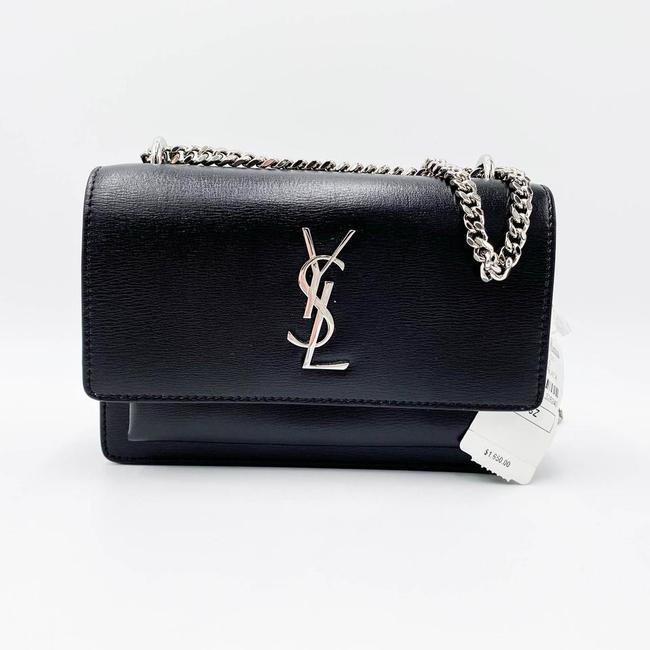 Saint Laurent Monogram Sunset Chain Wallet Black Calfskin Leather Shoulder Bag