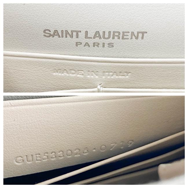 Saint Laurent Monogram Sunset Calfskin Crocodile Embossed Woc Blanc Vintage White Leather Shoulder Bag
