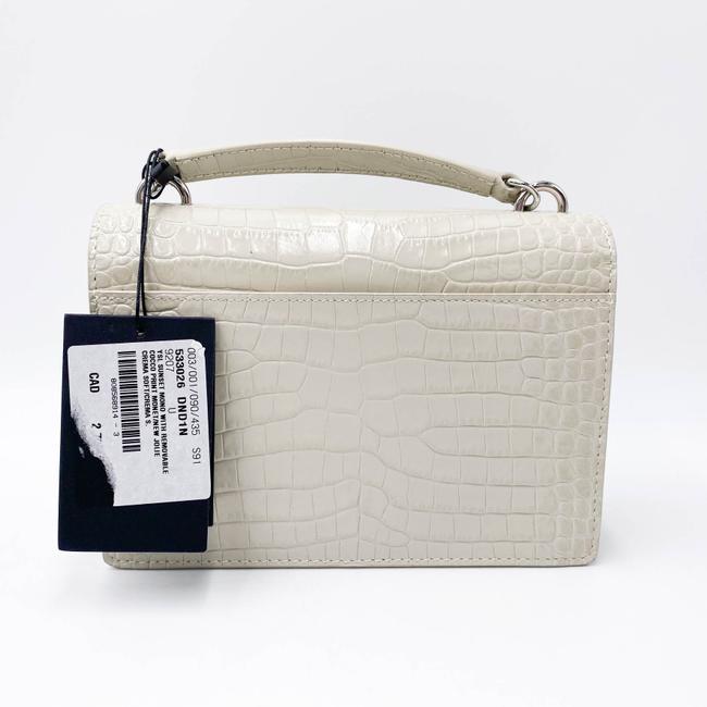 Saint Laurent Monogram Sunset Calfskin Crocodile Embossed Woc Blanc Vintage White Leather Shoulder Bag
