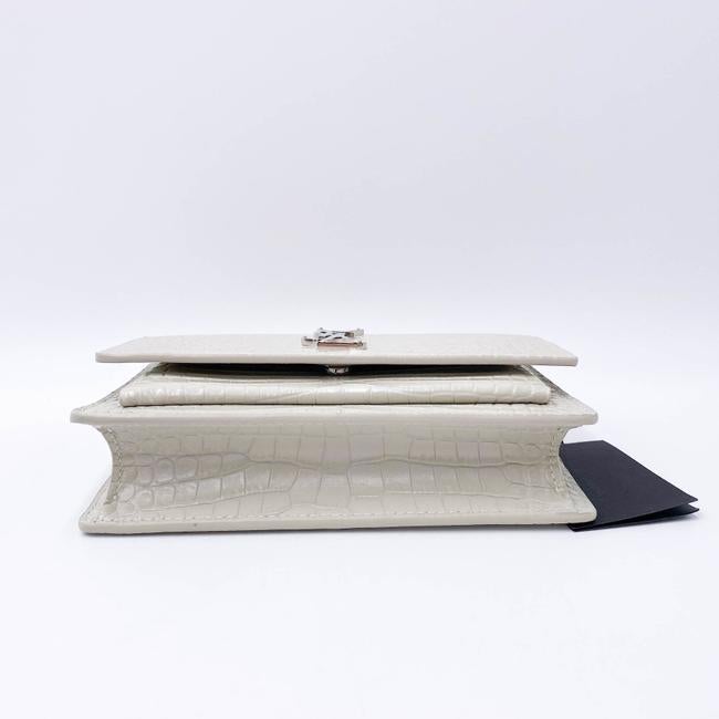 Saint Laurent Monogram Sunset Calfskin Crocodile Embossed Woc Blanc Vintage White Leather Shoulder Bag