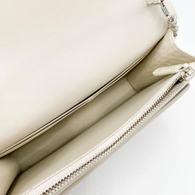 Saint Laurent Monogram Sunset Calfskin Crocodile Embossed Woc Blanc Vintage White Leather Shoulder Bag